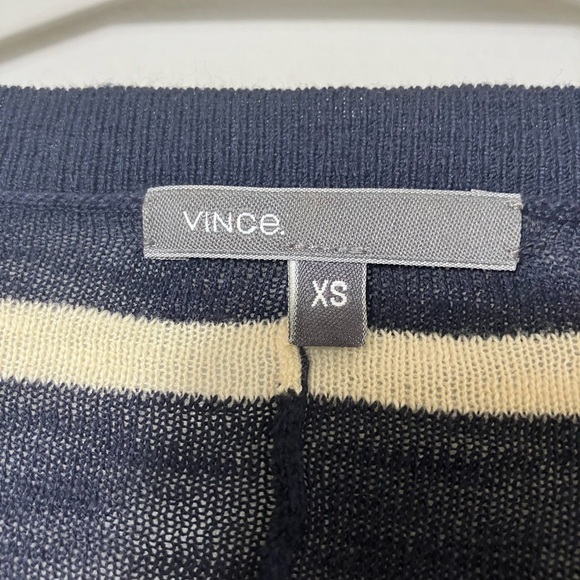 VINCE Cardigan XS Striped Cotton Lightweight Oversized Preppy Office - Picture 2 of 6